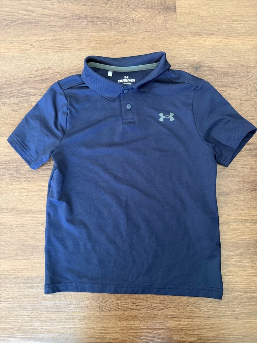 Under Armour Boys Navy Polo with Gray Logo